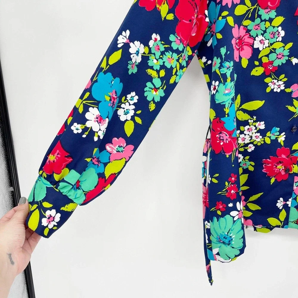 Le Soft Shirt by Lady‎ Manhattan Floral Shirt Size 16 Button Down Belted Vintage